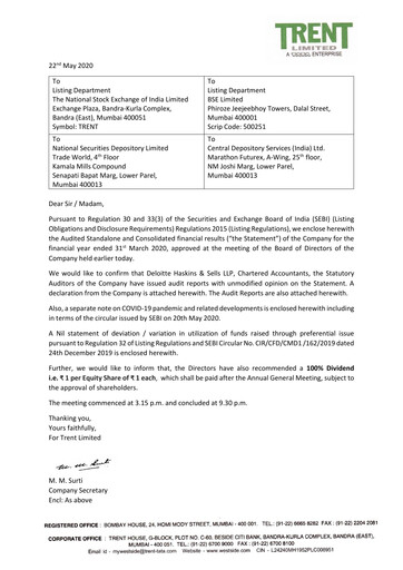 Thumbnail Trent Limited Financial Statement 2020