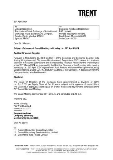Thumbnail Trent Limited Financial Statement 2024