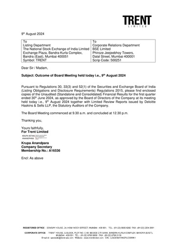 Thumbnail Trent Limited Quarterly Report 2024-q1