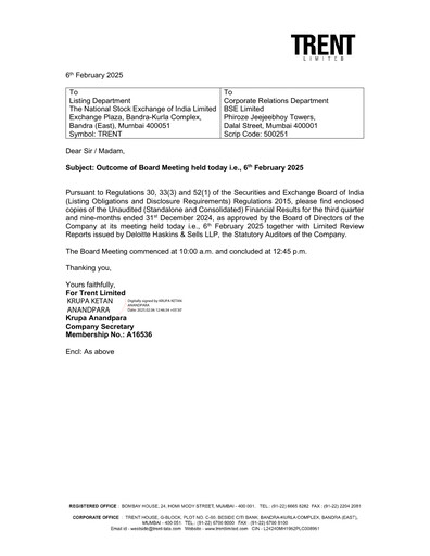 Thumbnail Trent Limited Quarterly Report 2024-q3