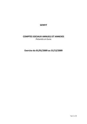 Thumbnail Genfit Financial Statement 2009