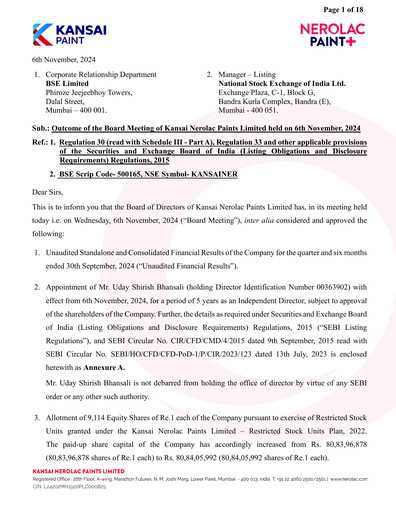 Thumbnail Nerolac Paints Quarterly Report 2024-q2