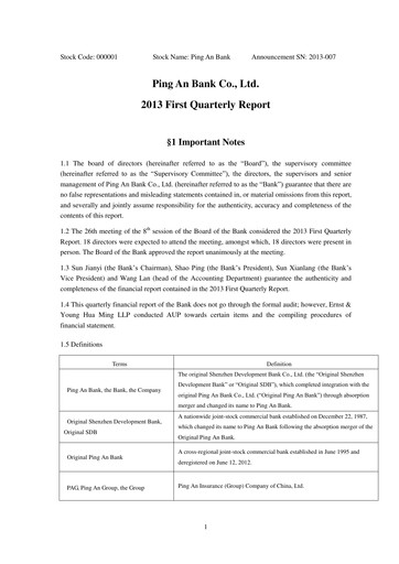 Thumbnail Ping An Bank
 Quarterly Report 2013-q1