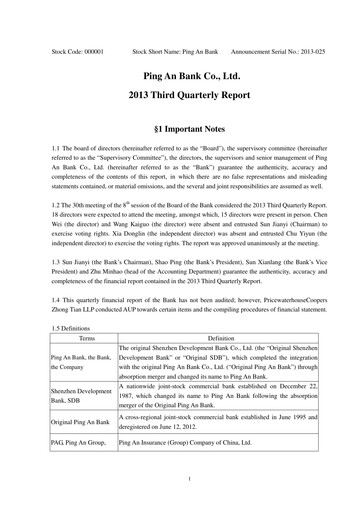 Thumbnail Ping An Bank
 Quarterly Report 2013-q3