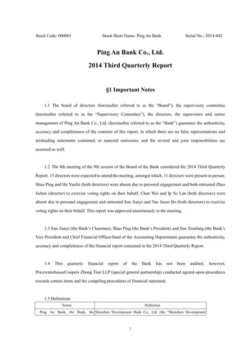 Thumbnail Ping An Bank
 Quarterly Report 2014-q3