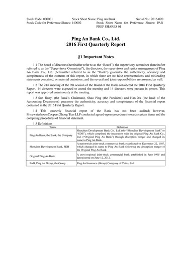 Thumbnail Ping An Bank
 Quarterly Report 2016-q1