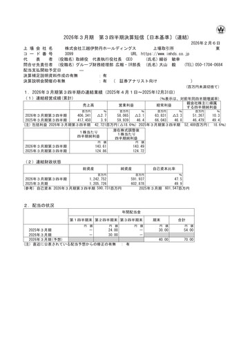 Vorschaubild Isetan Mitsukoshi Holdings Quartalsbericht 2026-q3