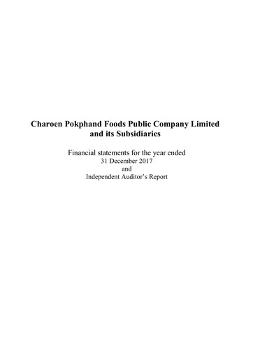 Thumbnail Charoen Pokphand Foods
 Financial Statement 2017