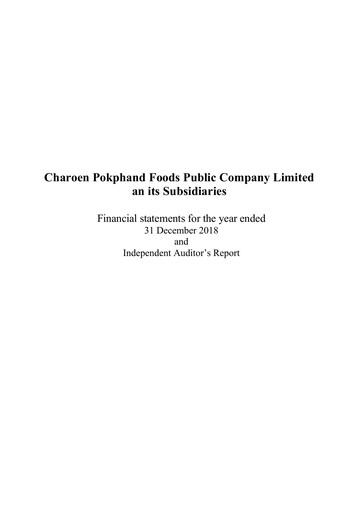Thumbnail Charoen Pokphand Foods
 Financial Statement 2018