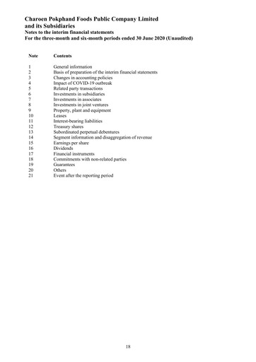 Thumbnail Charoen Pokphand Foods
 Quarterly Report 2020-q2