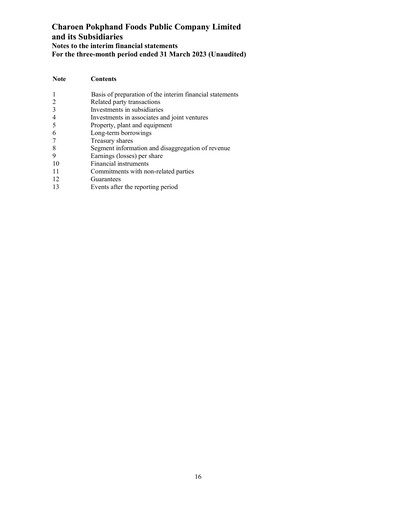 Thumbnail Charoen Pokphand Foods
 Quarterly Report 2023-q1