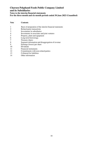 Thumbnail Charoen Pokphand Foods
 Quarterly Report 2023-q2