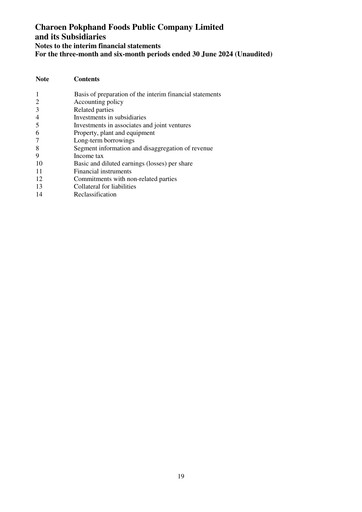 Thumbnail Charoen Pokphand Foods
 Quarterly Report 2024-q2