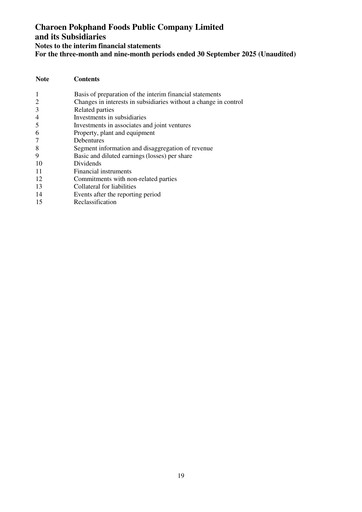 Thumbnail Charoen Pokphand Foods
 Quarterly Report 2025-q3