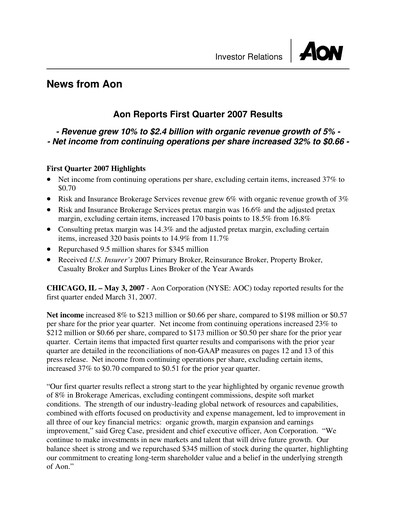 Thumbnail Aon Quarterly Report 2007-q1