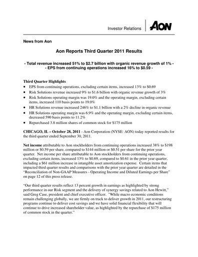 Thumbnail Aon Quarterly Report 2011-q3