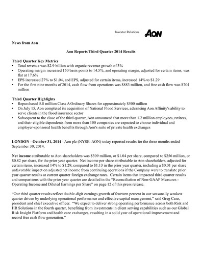 Thumbnail Aon Quarterly Report 2014-q3