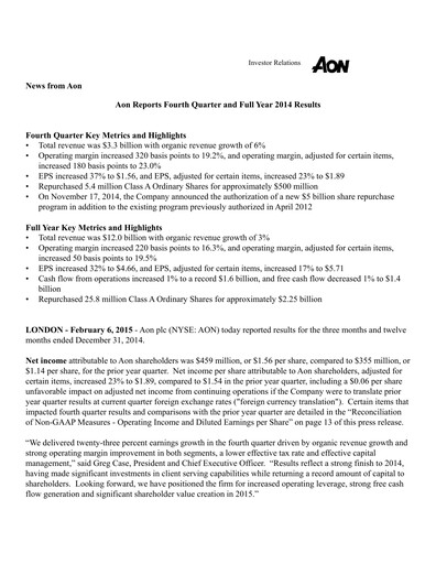 Thumbnail Aon Quarterly Report 2014-q4