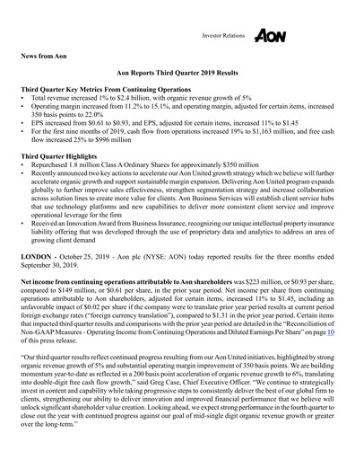 Thumbnail Aon Quarterly Report 2019-q3