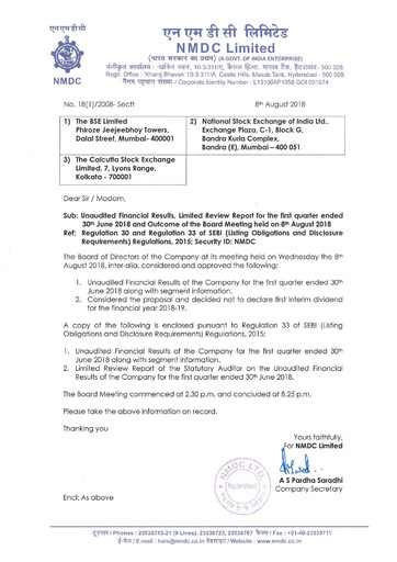 Thumbnail National Mineral Development Corporation Quarterly Report 2018-q1