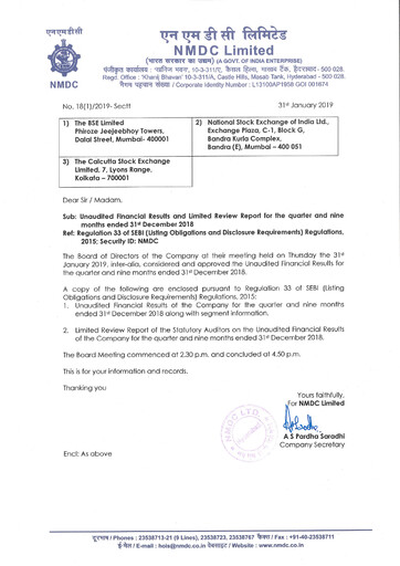 Thumbnail National Mineral Development Corporation Quarterly Report 2018-q3