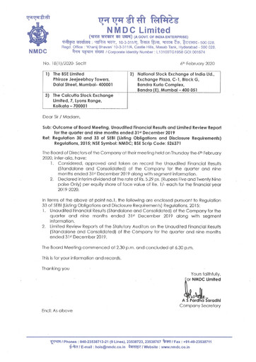 Thumbnail National Mineral Development Corporation Quarterly Report 2019-q3