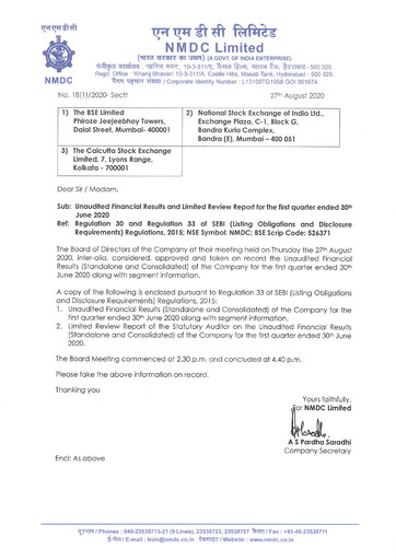 Thumbnail National Mineral Development Corporation Quarterly Report 2020-q1