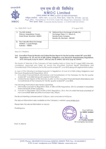 Thumbnail National Mineral Development Corporation Quarterly Report 2022-q1