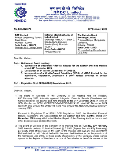 Thumbnail National Mineral Development Corporation Quarterly Report 2025-q3