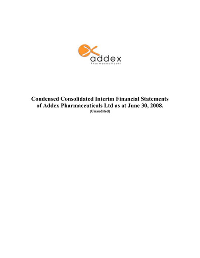 Thumbnail Addex Therapeutics Half-year Report 2008-h1