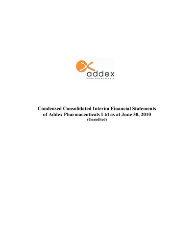 Thumbnail Addex Therapeutics Half-year Report 2010-h1