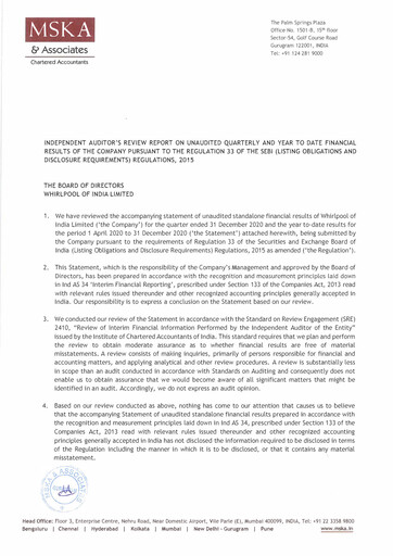 Thumbnail Whirlpool India Quarterly Report 2020-q3