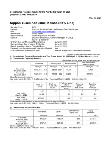 Thumbnail Nippon Yūsen
 Financial Statement 2020