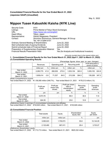 Thumbnail Nippon Yūsen
 Financial Statement 2022