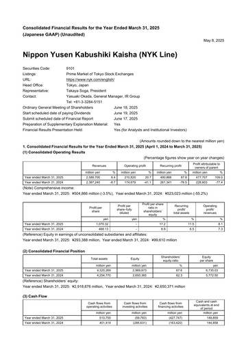 Thumbnail Nippon Yūsen
 Financial Statement 2025