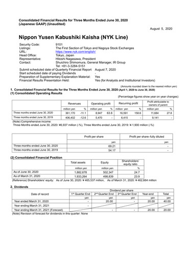Thumbnail Nippon Yūsen
 Quarterly Report 2020-q1