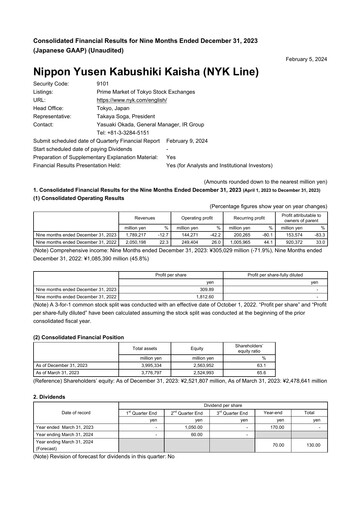 Thumbnail Nippon Yūsen
 Quarterly Report 2023-q3