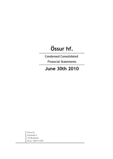 Thumbnail Embla Medical Financial Statement 2010-h1