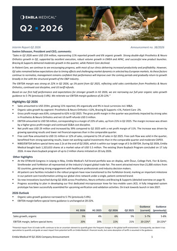 Thumbnail Embla Medical Quarterly Report 2026-q2