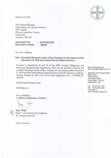 Thumbnail Bayer Crop Science Quarterly Report 2018-q3