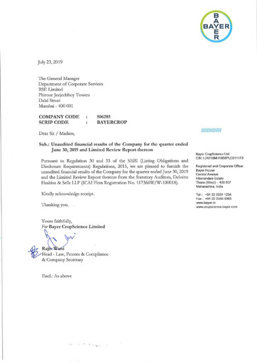 Thumbnail Bayer Crop Science Quarterly Report 2019-q1