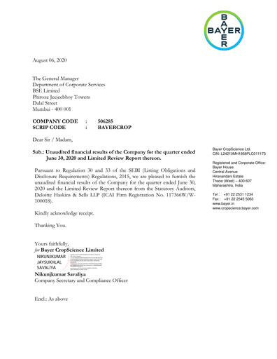 Thumbnail Bayer Crop Science Quarterly Report 2020-q1