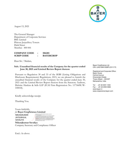 Thumbnail Bayer Crop Science Quarterly Report 2021-q1