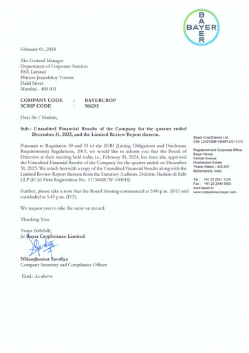 Thumbnail Bayer Crop Science Quarterly Report 2023-q3