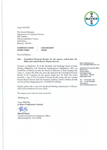 Thumbnail Bayer Crop Science Quarterly Report 2024-q1