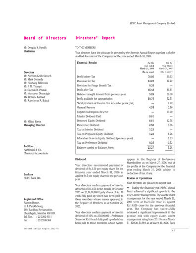 Thumbnail HDFC Asset Management Company Limited Annual Report 2005-2006