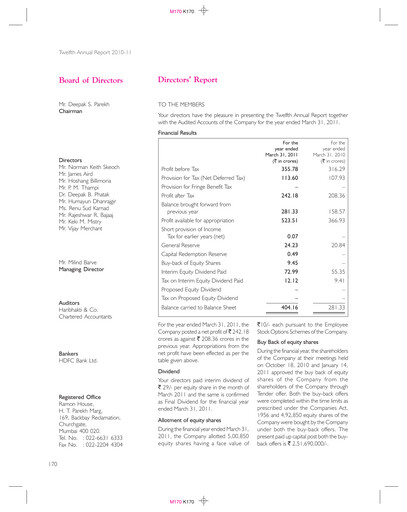 Thumbnail HDFC Asset Management Company Limited Annual Report 2010-2011