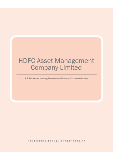 Thumbnail HDFC Asset Management Company Limited Annual Report 2012-2013