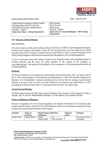 Thumbnail HDFC Asset Management Company Limited Financial Statement 2018-2019