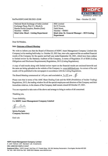 Thumbnail HDFC Asset Management Company Limited Quarterly Report 2021-q2